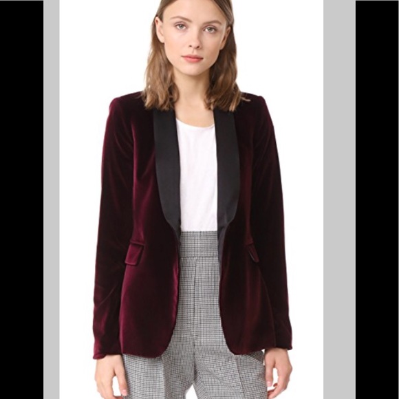 🦋SOLD🦋Alice+Olivia Burgundy Velvet Blazer wGold - Picture 2 of 8